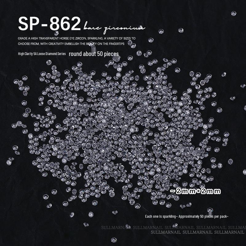 Nail Art Jewelry: Transparent Zircon Diamonds In Various Shapes (50 Pcs)