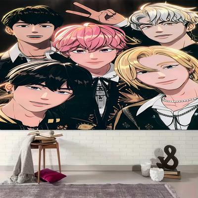 1pc Kpopo Plave Tapestry, Living Room, Bedroom, Office, Party Decor, Ideal Festive Gift