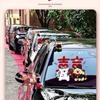 Double Happiness Wedding Car Sticker - Welcome Bride with Cartoon Xi Character & Puppy Design
