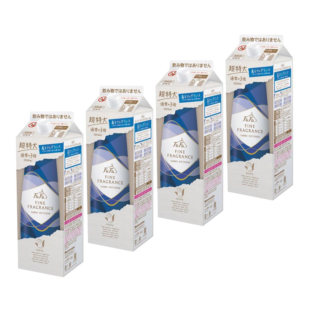 Farfa Concentrated Softener Fine Fragrance Homme Refill Eco Pack Extra Large Crystal Musk Scent Set of 4 (1500ml)