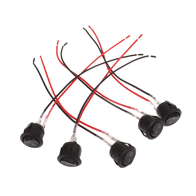 5Pcs Round Rocker Switch On Off Spst Mini Toggle Switch 12V For Car Automotive Rv 2 Pin Switch Mini Rocker Switch With Wire