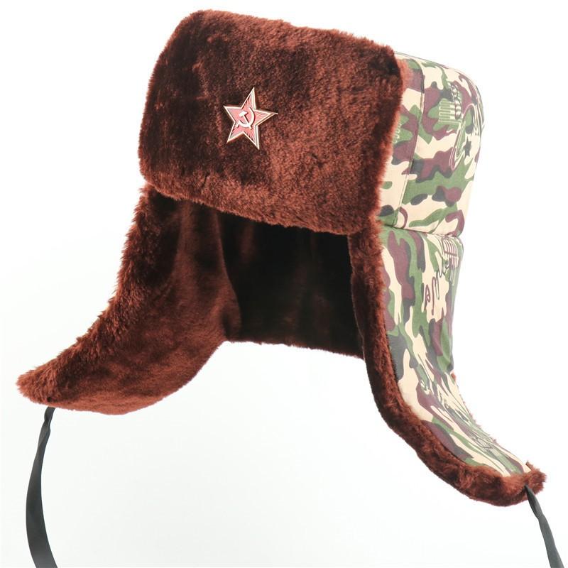 Winter Warm Fleece-Lined Military Style Beanie Hat With Embroidered Badge Men Women Outdoor Cold Weather Protection