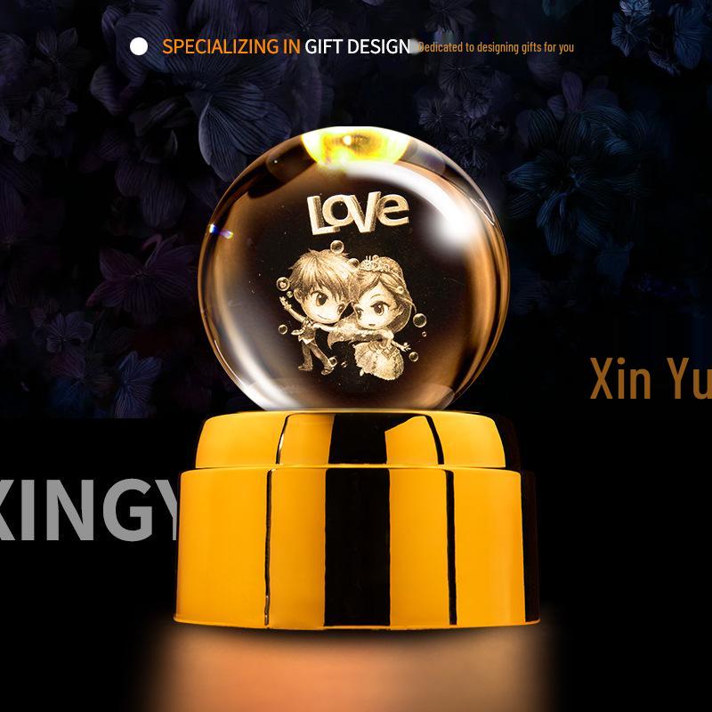 Creative Rotating Crystal Ball Night Light: Decorative Craft for Bedroom Atmosphere and Festive Gift.