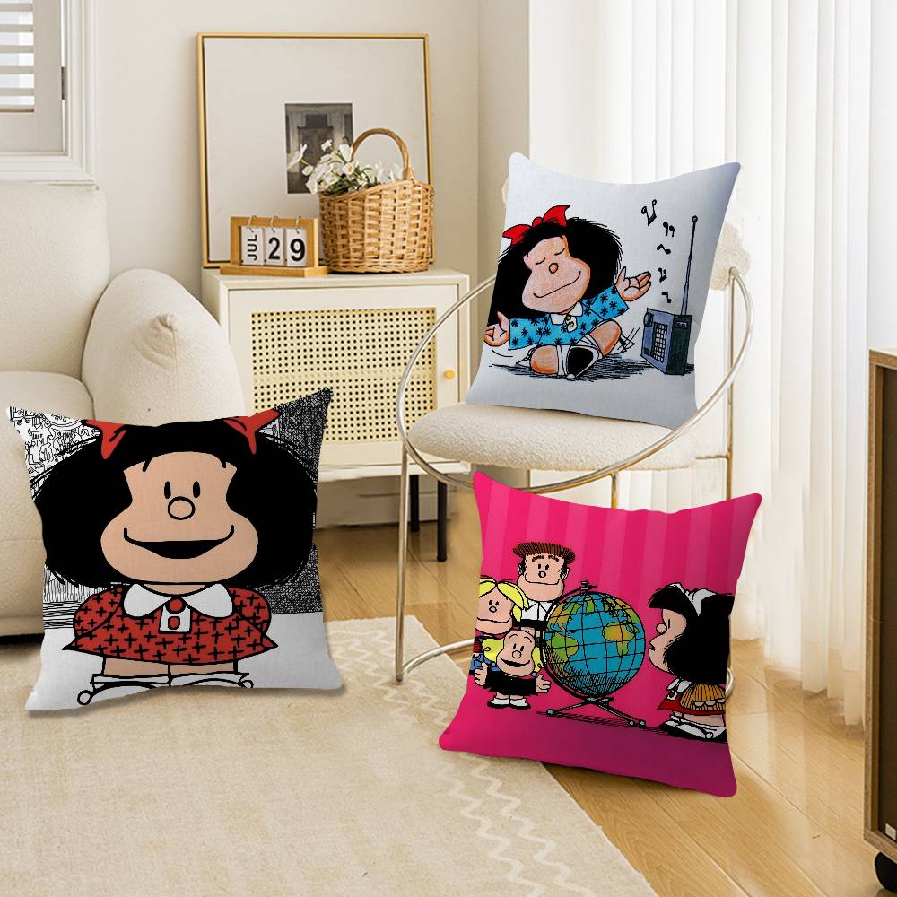 Cartoon MMafalda Pillow Cushion Cover Pillowcase Living Room Sofa Home Decor Customized