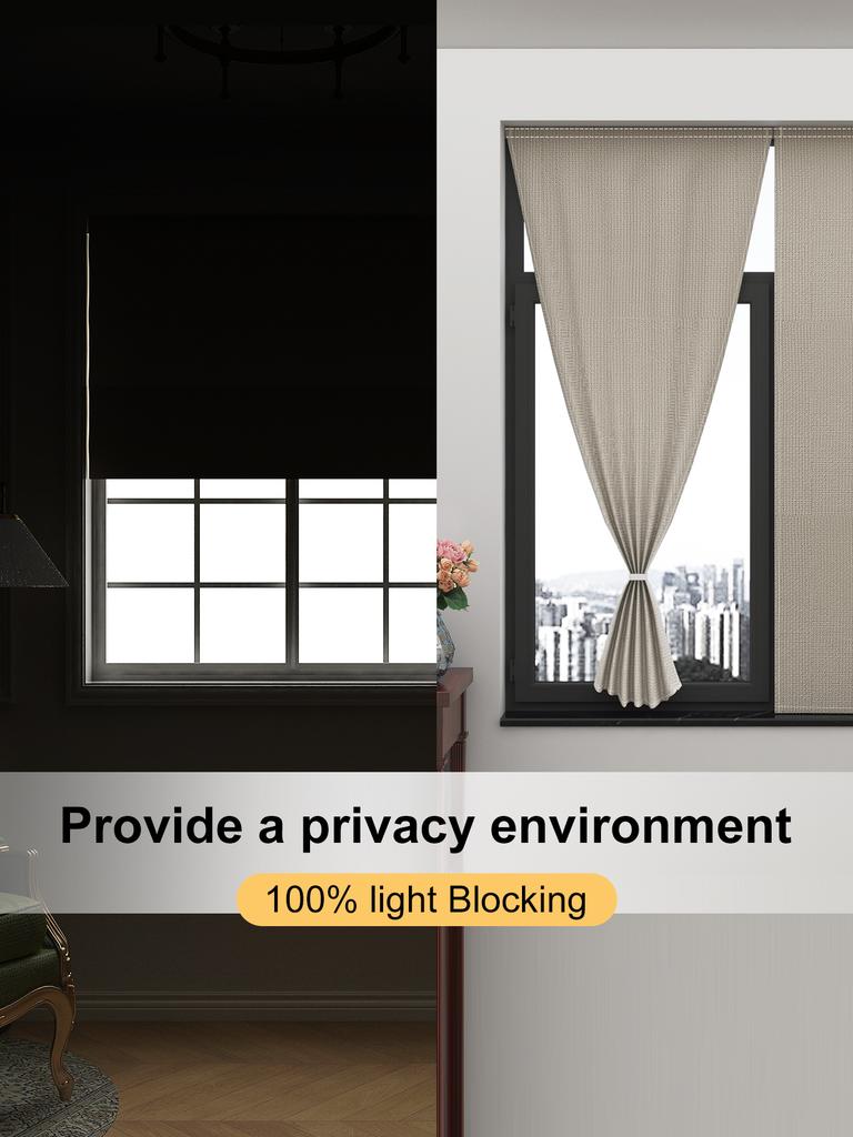 No Drill Velcro Blackout Curtain Eco Friendly Polyester Sun Shield Window Shade