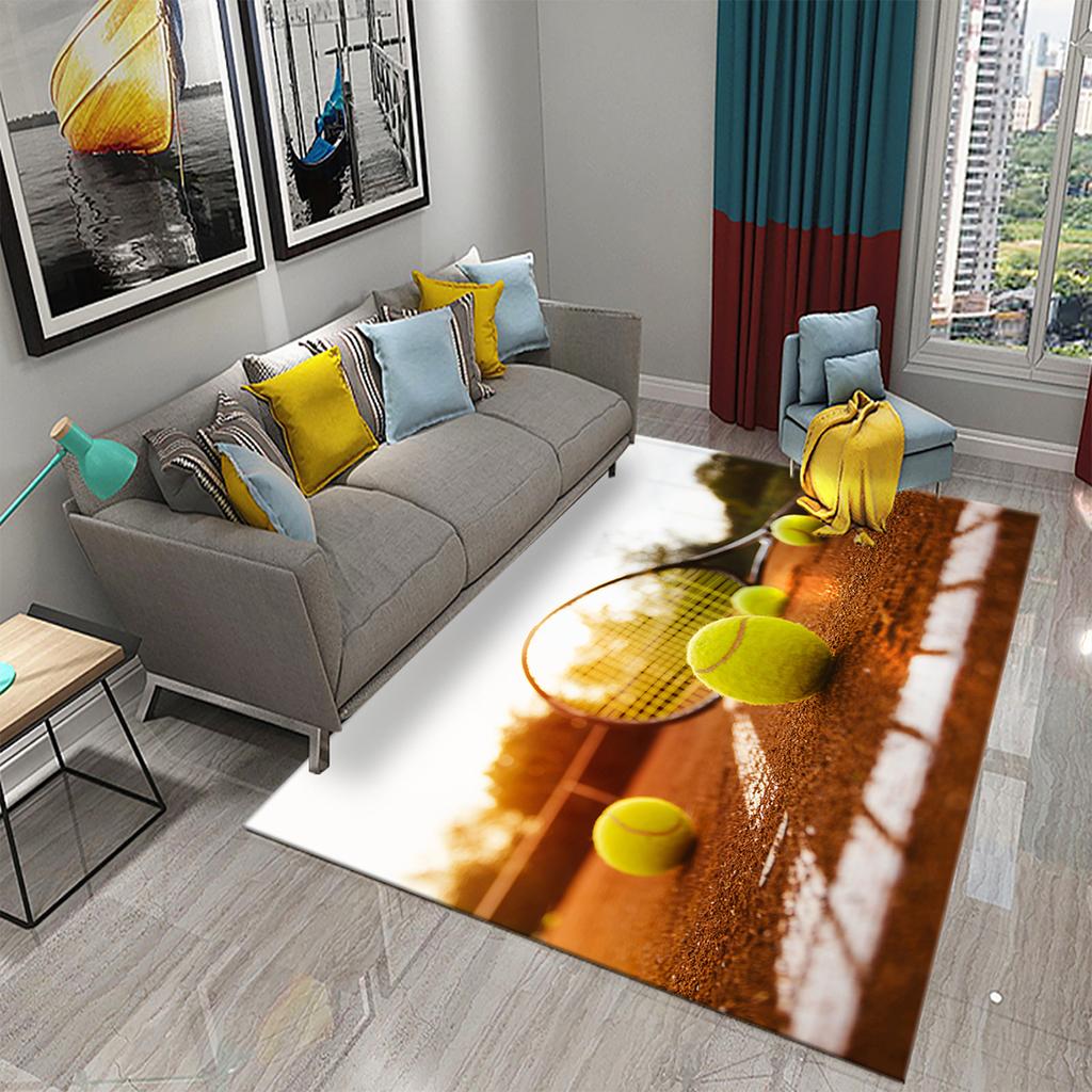 3D Funny Sport Tennis Carpets for Bedroom Living Room Bathroom Soft Comfortable Non-slip Absorbent Mat Children Play Bedside Rug