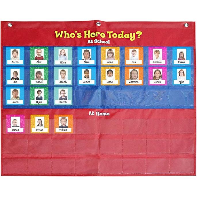Attendance Pocket Chart with 72 Cards,Pocket Chart for Classroom…