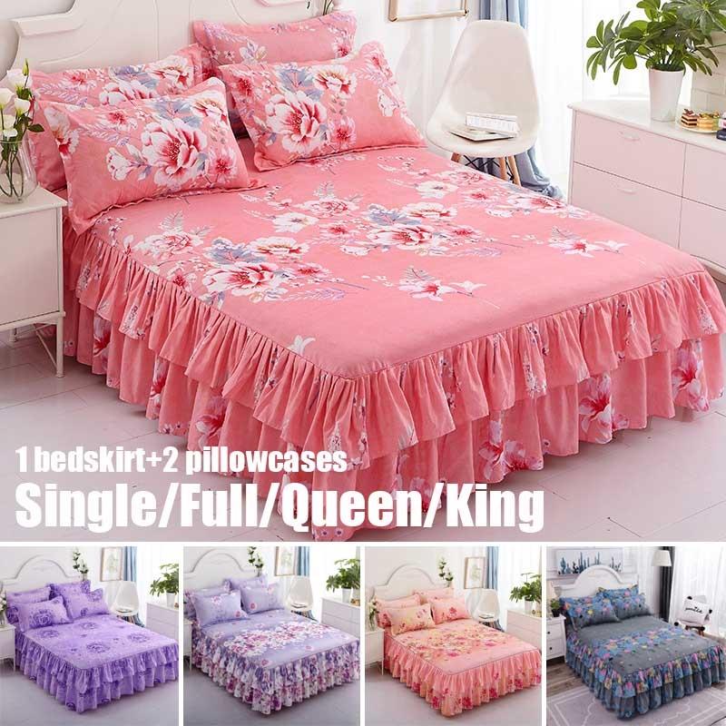 Buy Single/Twin/Full/Queen/King Floral Printed Bedspread Bedskirts Set