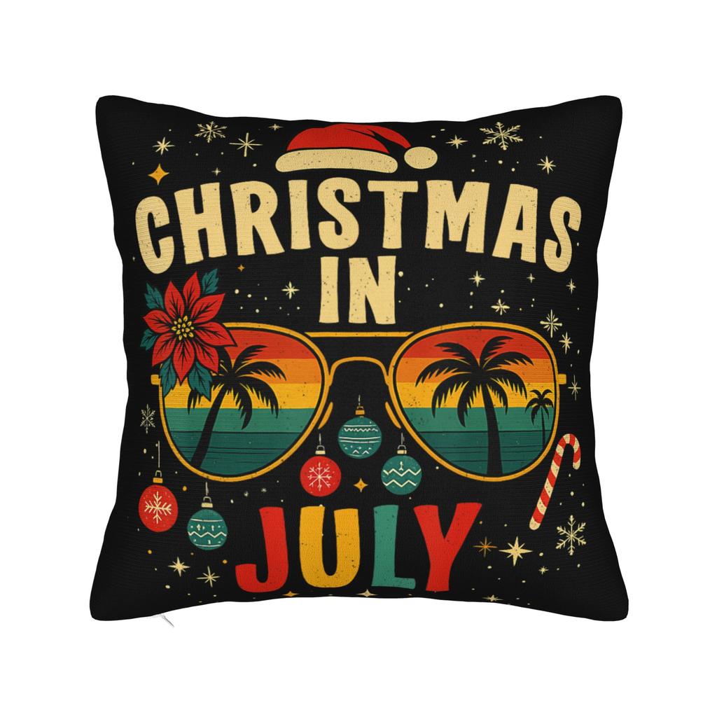 Decorative Pillow Covers Christmas In July Vacation Merch Bedroom Pillow Case Cover Square Multiple Sizes