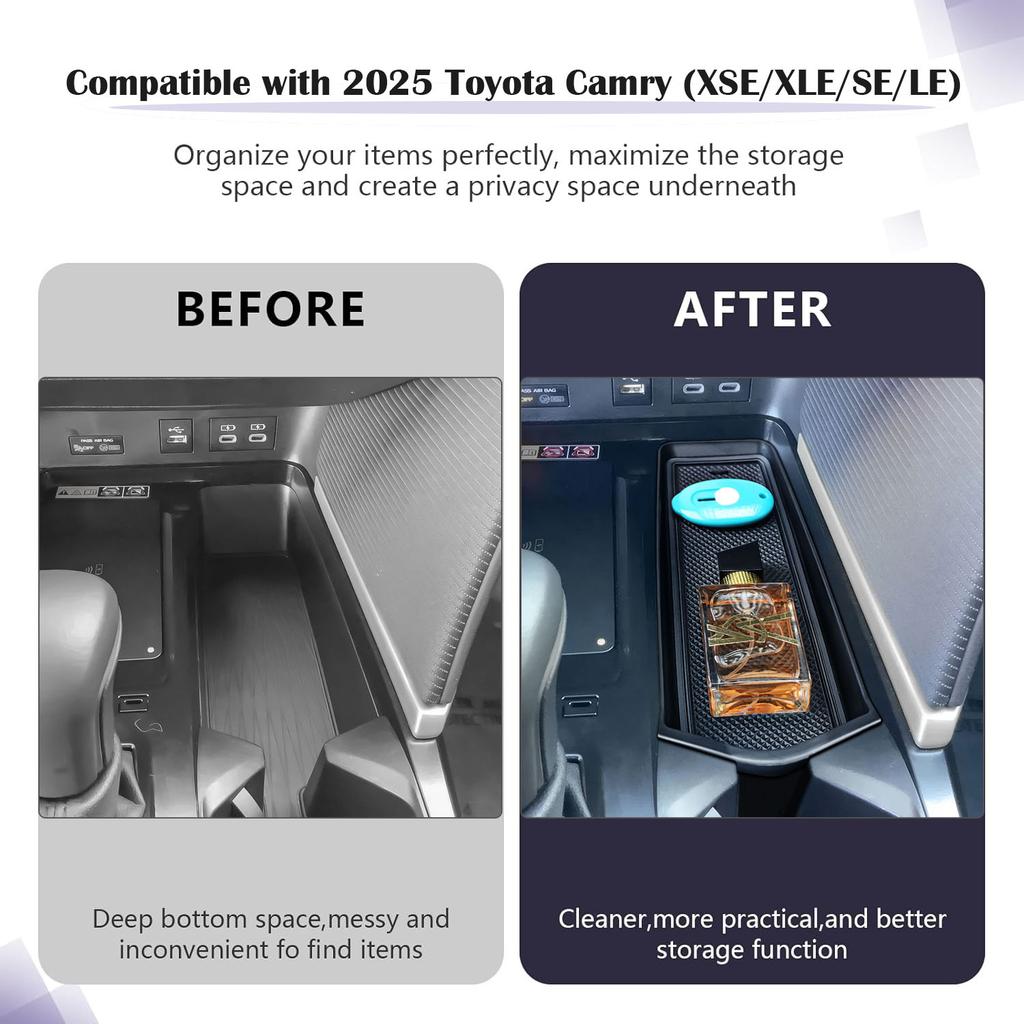Middle Center Console Organizer For 2025 Toyota Camry (XSE/XLE/SE/LE) Car Gear Shifter Storage Box Tray Interior Car Accessories