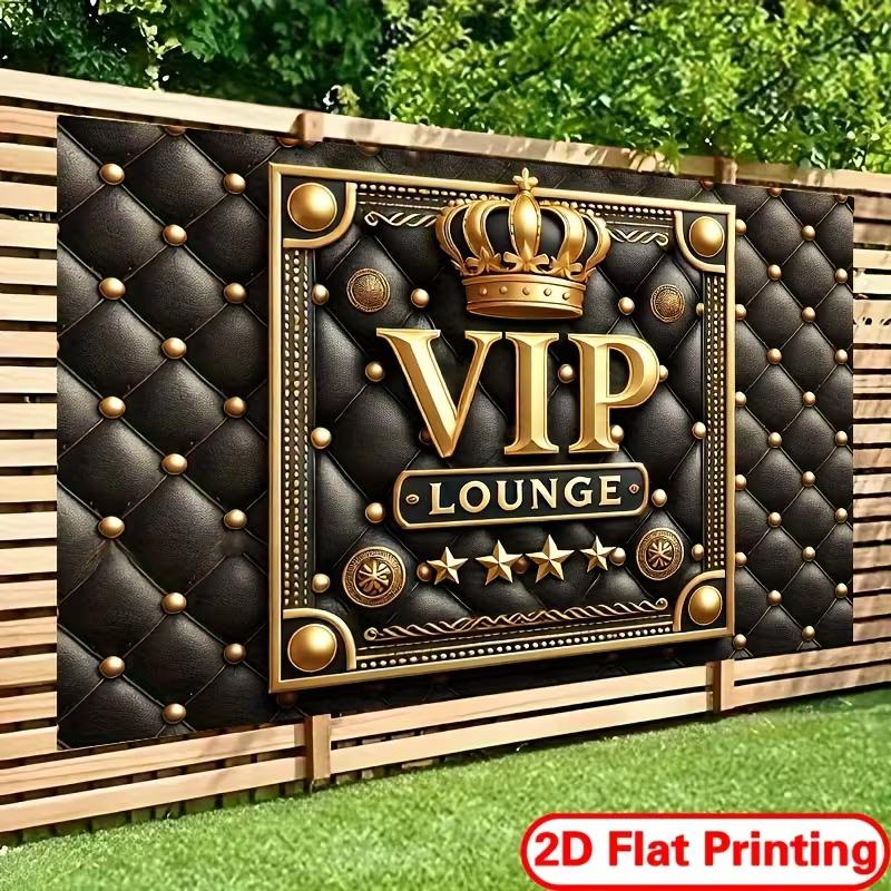 Sfondo VIP Lounge Nero Oro 2D Corona e Pelle Trapuntata Decorazione per Feste