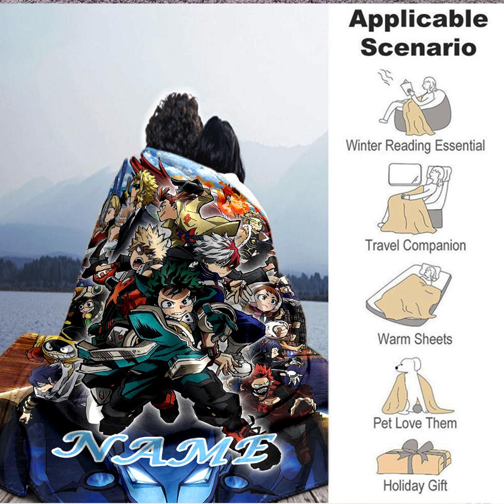 Custom 1pc Hero Academy Anime Manga Blanket, Soft And Comfortable Blanket, Casual Warm, Camping Travel Blanket, Birthday Gift Q912115