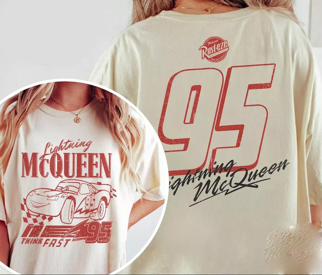 Retro Lightning Mcqueen Number White Shirt White tee L