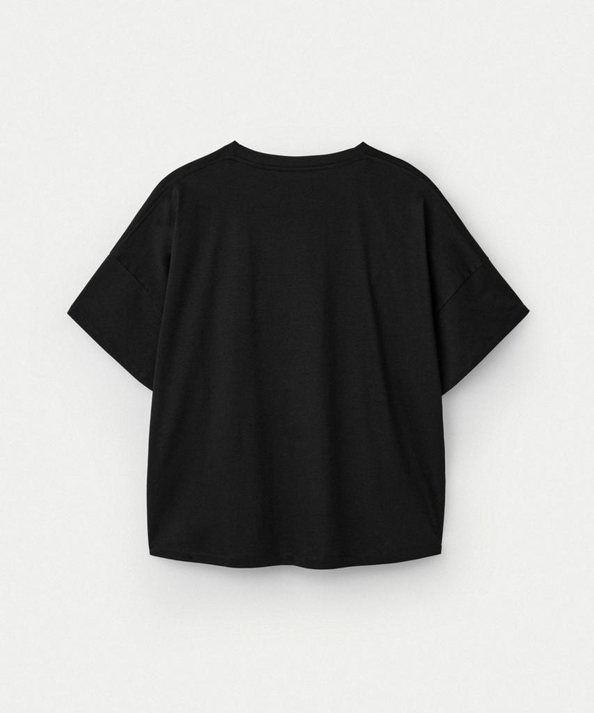 UMARMUNG Embroidery Oversized Crop T Shirts_Black