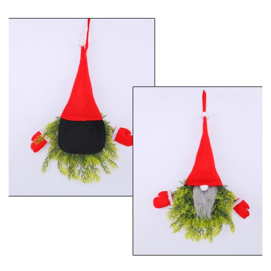 Lighted Gnome Christmas Wreath for Front Door Artificial Pine Spruce Hanging Sign Swedish Tomte Holiday Decor for Indoor Outdoor Porch Window Wall