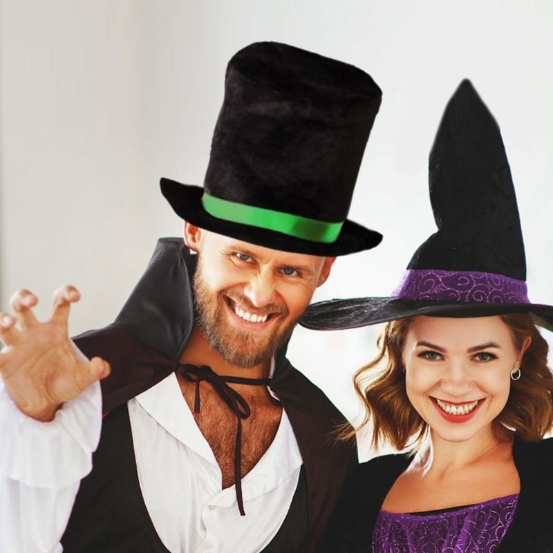 4Pcs Green Halloween Costume Accessories Costume Top Hat Necktie Sunglasses White Gloves for Cosplay Dressing Up Party