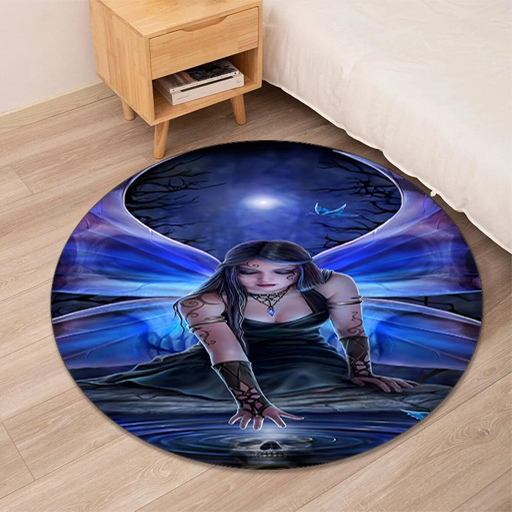 Dark Printed Round Rug Carpet Chair Rug Area Rug Entryway Doormats,for Office Chair Living Room Bedroom Kitchen Room.