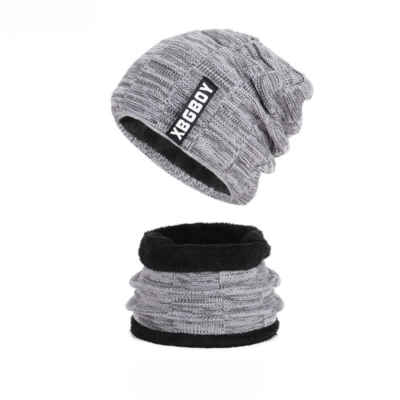 Winter Hat, Pullover Hat, Scarf Set, Fleece and Thickened Woolen Hat for Men