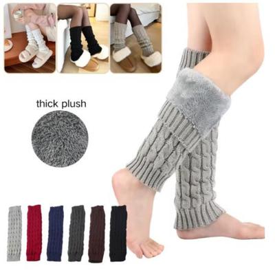 Women's Long Fleece Lined Cable Knit Leg Warmers for Skating and Casual Wear