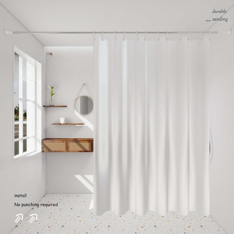 Transparent Waterproof Shower Curtain Bathroom Translucent Partition Curtain Easy Clean Wipe Mildew Proof Curtains with Hooks