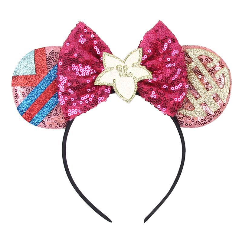 Trip Mickey Ears Headband For Girls Women Sequin Castle 5"Bow Hairband Festival Party Cosplay DIY Hair Accessories