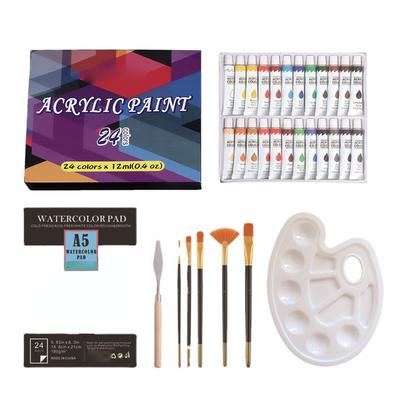 32 Pieces Watercolor Paint Set 24 Colors Acrylic Paint 5Pcs Acrylic Paint Brushes with Watercolor