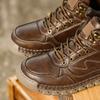 Men's High-top Casual Leather Shoes Handmade Plush Shoes Casual Shoes Autumn and Winter Plus Size 39-47