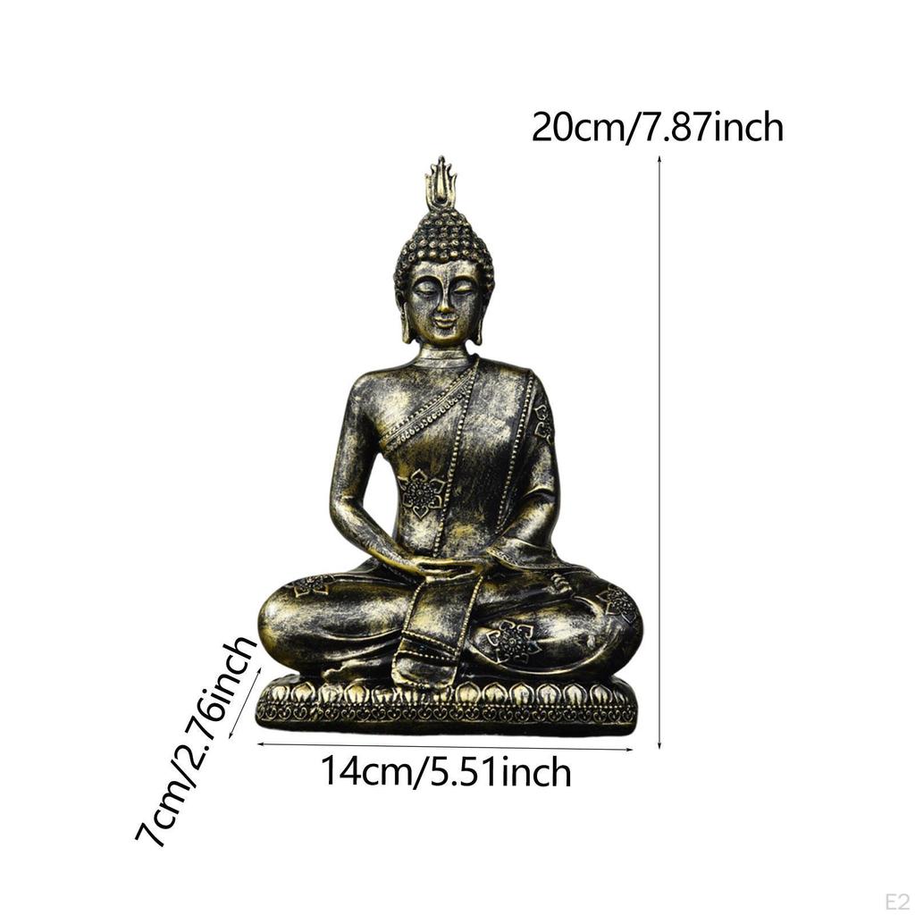 Sitzende Buddha Statue Skulptur Dekorative Religiöse Meditation Tischplatte Ornament Harz