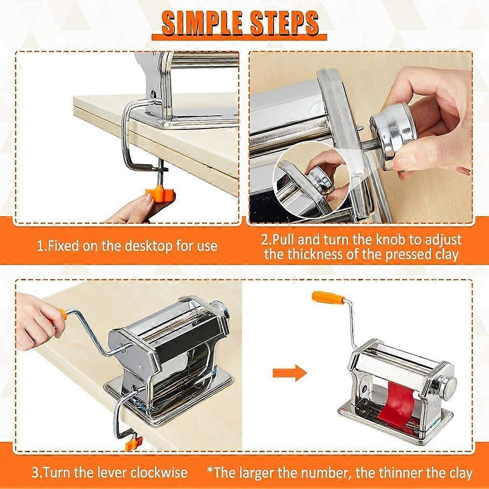 Stainless Steel Polymer Clay Roller Machine Set Includes Clay Presser Machine for DIY Craft Project