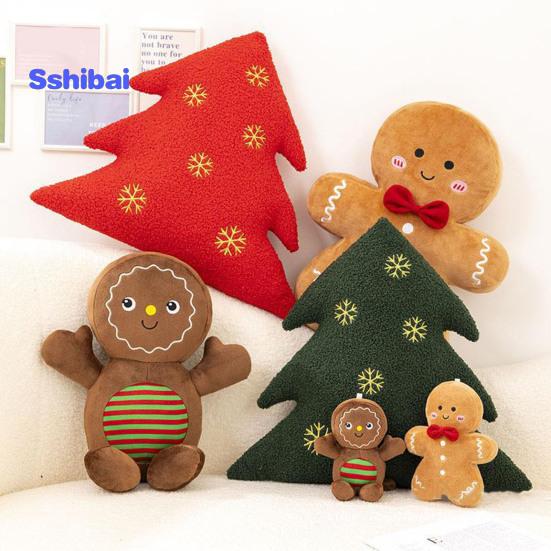 

Рождественская плюшевая кукла, милая рождественская елка, пряничный человечек, кукла, подушка, мягкая диванная подушка, орнамент, пушистая подушка с мультяшным чучелом