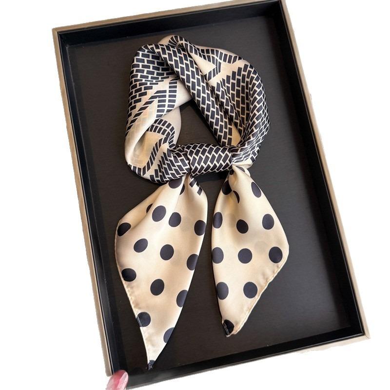 Women S Polka Dot Printed Silk Like Square Scarf For Summer