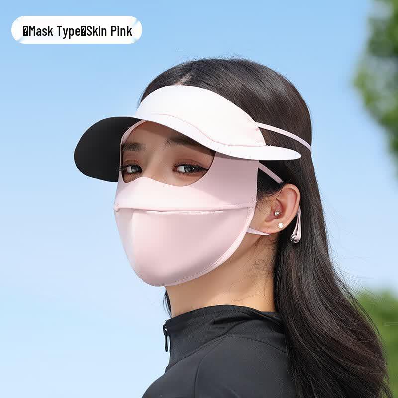 Enaiide Summer Sun Protection Ice Silk Face Mask with Brim