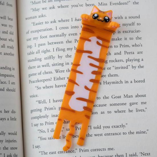 Hanging Cat Bookmark Plastic 3D Printed Long Body Kitten Book Page Marker Animal Decoration Book Lovers Birthday Christmas Gift