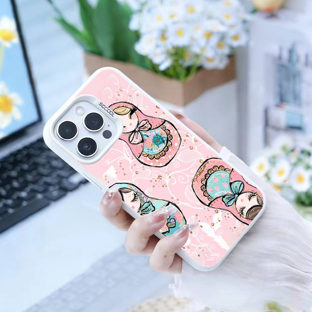 D-Russian Dolls Matryoshka Phone Case For iPhone 17,16,15,14,13,12,Pro MAX Black Matte Shockproof Cover