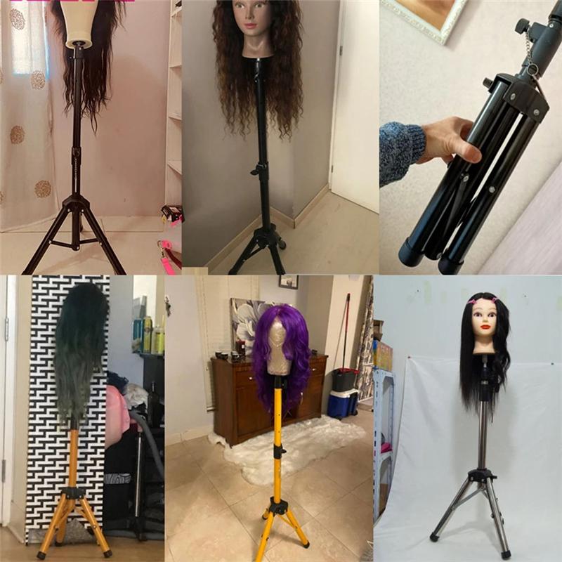 A20F-50Inch Mannequin Head Holder Tripod Stand Hairdressers Salon Training Head Adjustable Wig Stand Tripod For Wig Making