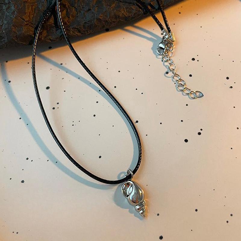 

Ретро черная веревка сердце ракушка кулон ожерелье для женщин звезда ключица цепочка ожерелье модные аксессуары подарок as the picture