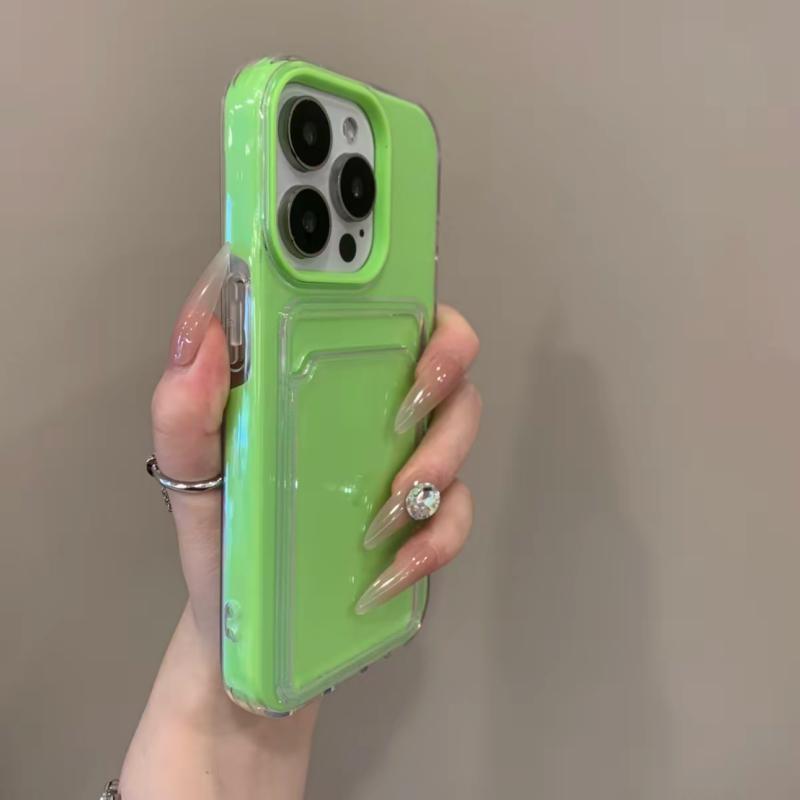 NEW 2 in1  TPU+PC Card Bag Candy Color Phone Case For iPhone 16 15 Pro Max 12 13 14 11 Protective Cover Funda Coque