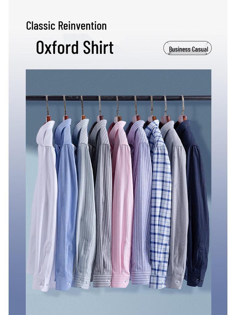 2025 Men's Striped Cotton Oxford Long Sleeve Button-Down Cardigan Shirt, Plus Size Available