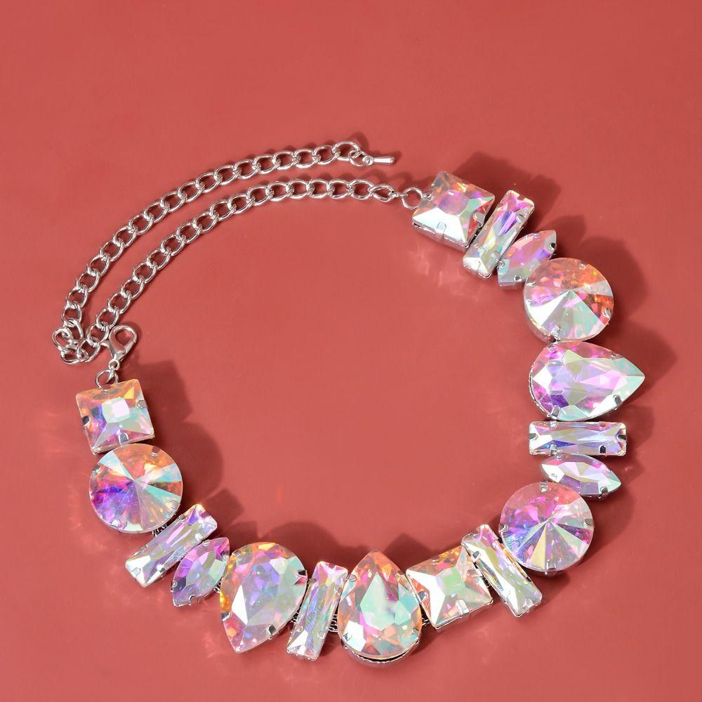 Exaggerated Crystal Necklace Adjustable Women's Choker Chic Rhinestone Necklace  Gifts