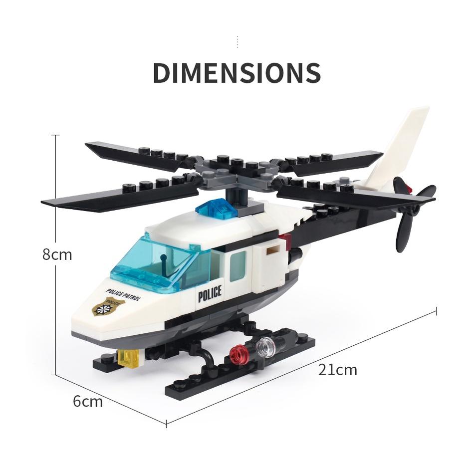 102 st Polishelikopter Kreativa Byggklossar DIY Klassisk Stad Polis Serie Pojkar Klossar Leksaker Barn Presenter