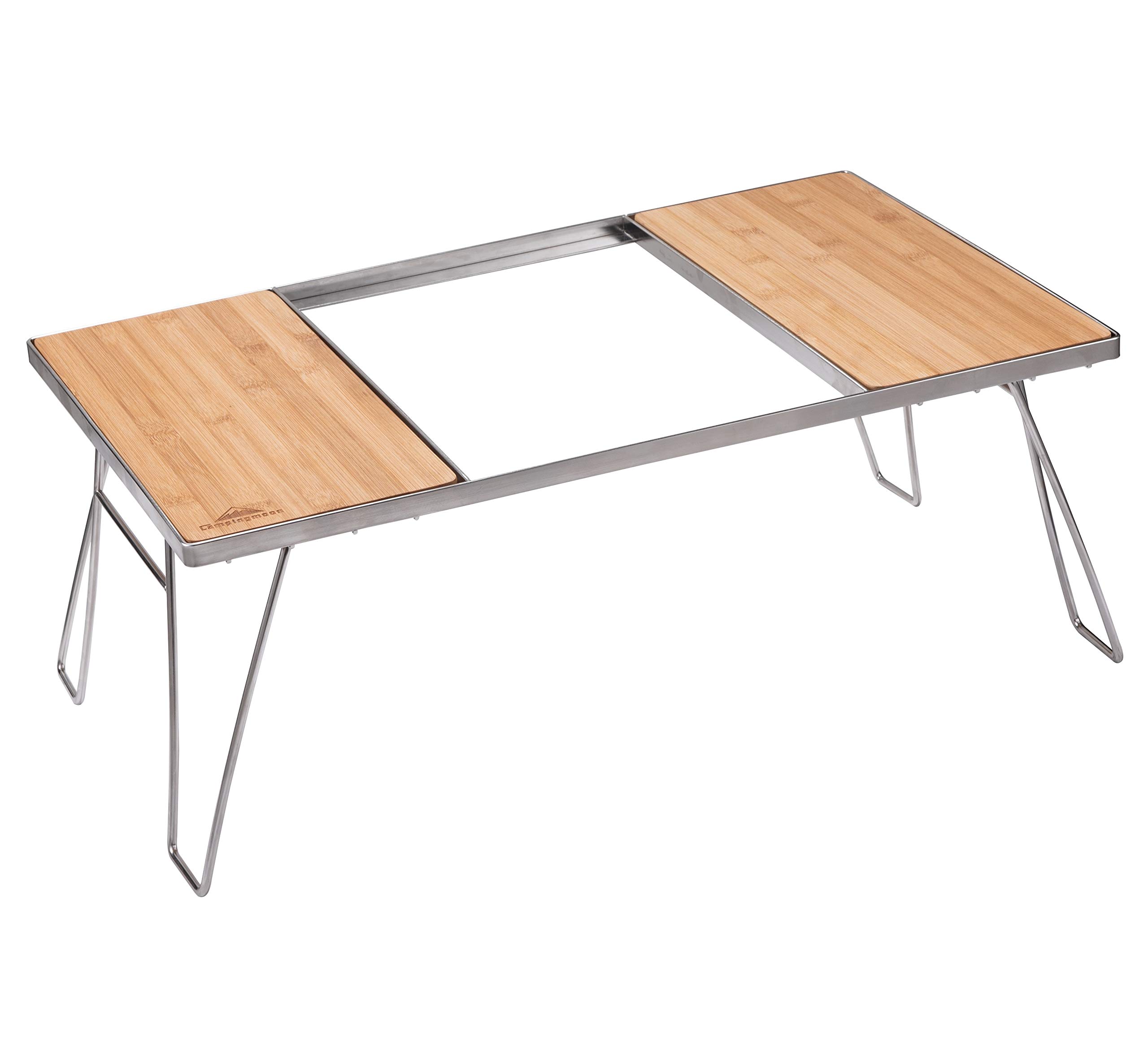 

CAMPING MOON Grill Table for IGT, Field Rack/Ground Rack, All Stainless Steel, with Storage Bag, CK-1