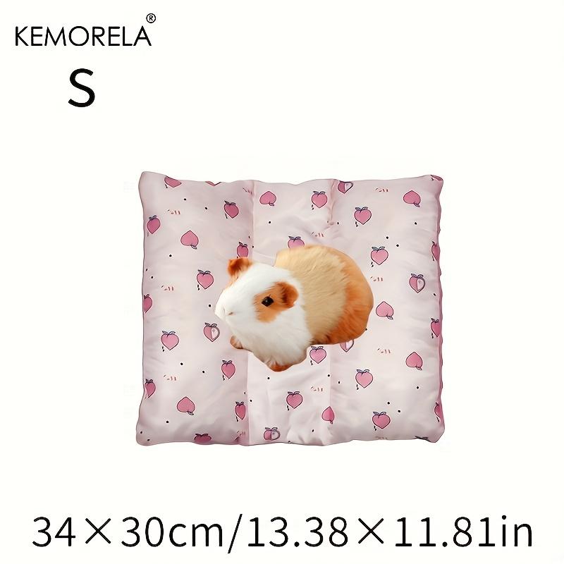 Reversible Small Pet Bed - Plush Top & Cooling Bottom for Rabbits, Guinea Pigs and Chinchillas Pink Square Mat