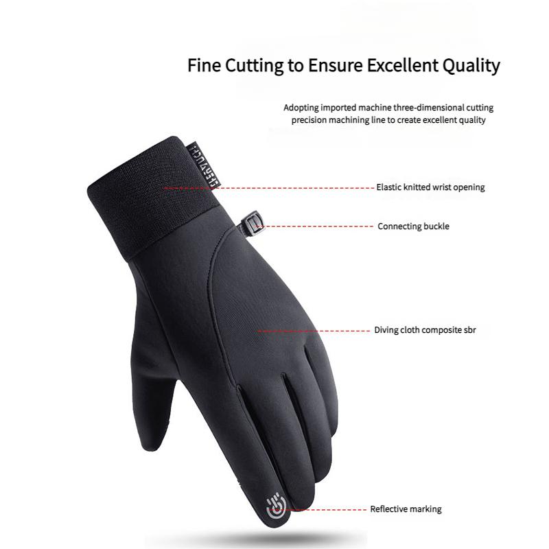 Men's and Women's Outdoor Hiking Skiing Anti-Slip Touchscreen Windproof Waterproof Fleece-Lined Warm Gloves