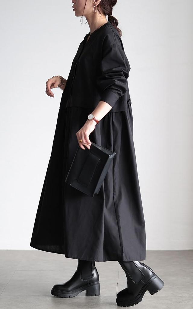 Gold Japan Plus Size Long Faux Layered Skipper Perfect for and Size Black Women's Dress, Sleeves, Top, Stretch, Summer, Spring, Autumn, Fem-486, 4L,