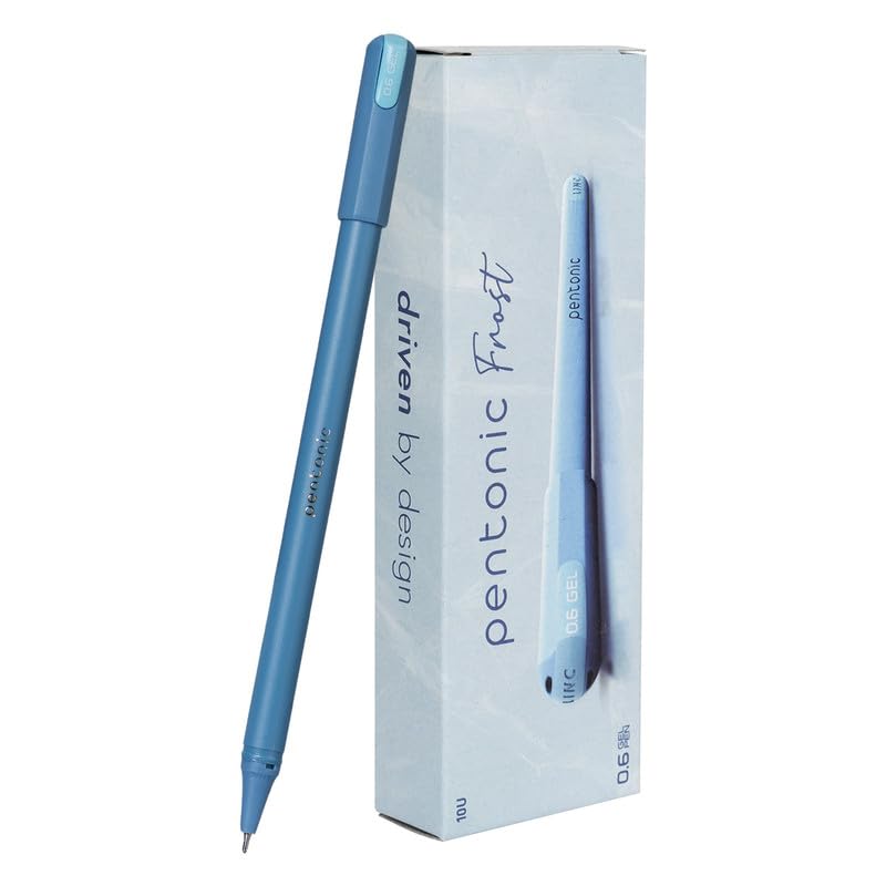 Pentonic Frost 0.6 mm Refillable Gel Pen Blue Ink for Office, School & Home Writing Pack of 1 X 10pcs