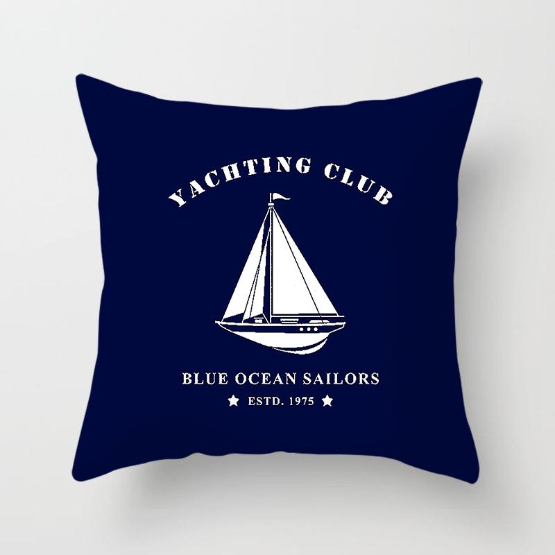 Compass Anchor Pillowcase Blue Home Decor Mediterranean Cushion Cover Car Sofa Office Decor Accessories Pillowcase