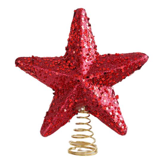 

Рождественская звезда, верхушка для елки, блестящая звезда, украшение для рождественской елки, пластиковая звезда, украшение для декора рождественской елки M красный