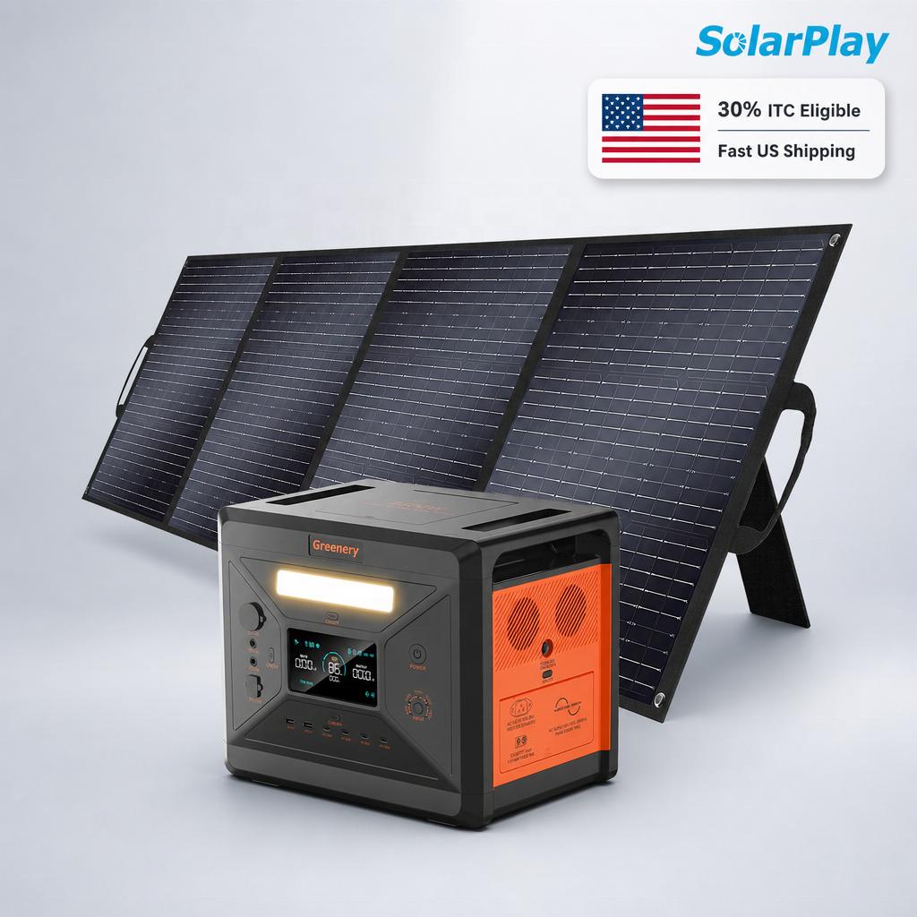 Solarplay 2500W Portable Power Station 2304Wh Solar Generator with 400W Solar Panel UL Certified Home Backup