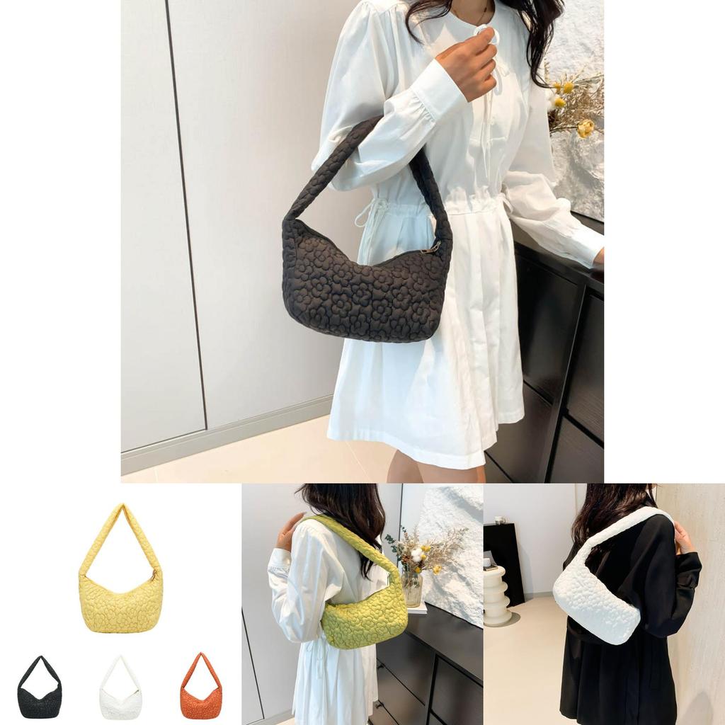 Charming Floral Ruched Tote Bag For Women 2024 Summer Sweet Versatile Shoulder Bag