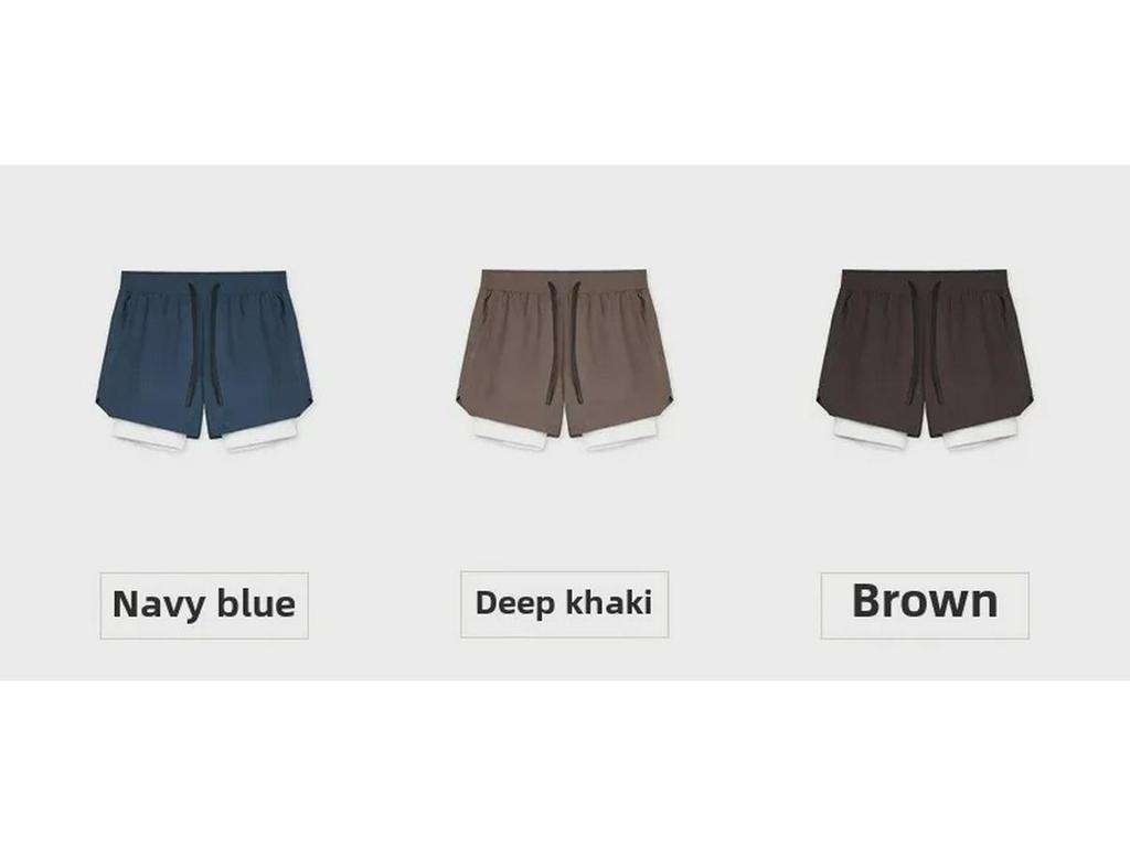 Pantaloni scurți de fitness din nailon pentru bărbați, mărime europeană: Pantaloni scurți de alergare și baschet în stil american, cu uscare rapidă, elastici, cu strat dublu, pentru vară